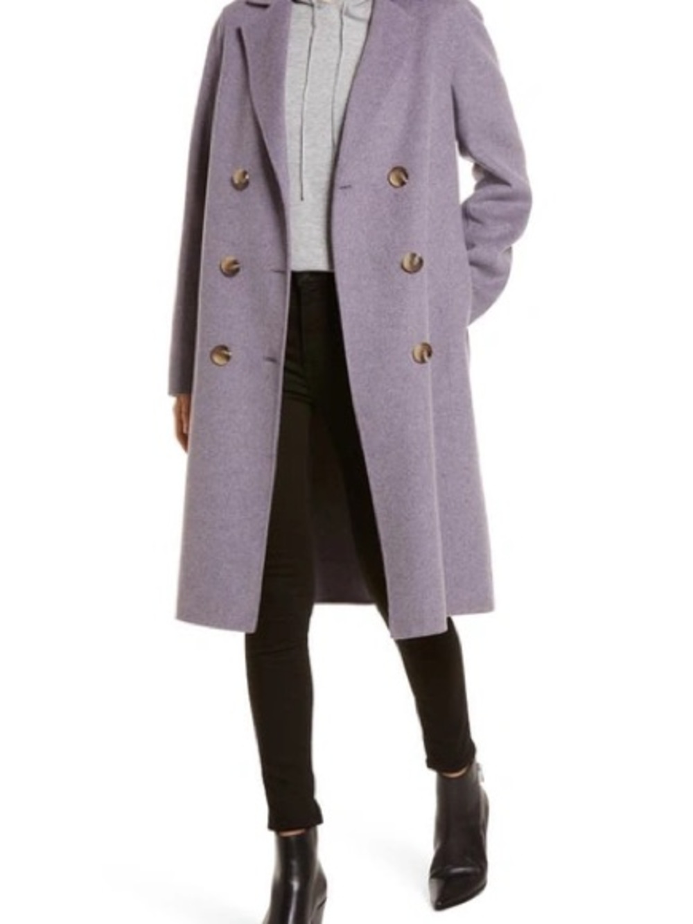 Sam Edelman Dusty Lavender Double-Breasted Pea Coat - Picture 8 of 8